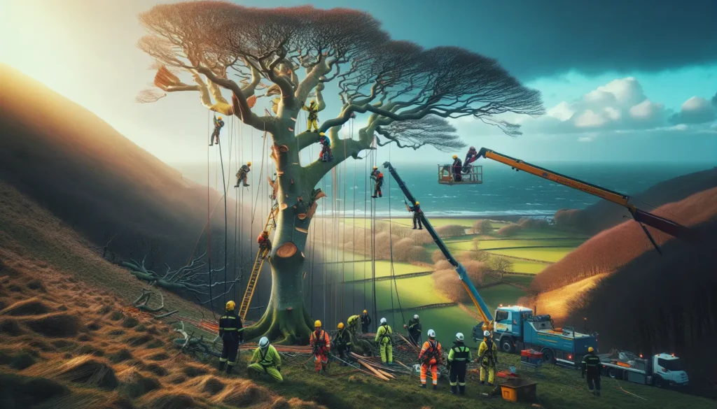 Redning af stormen-skadet træ